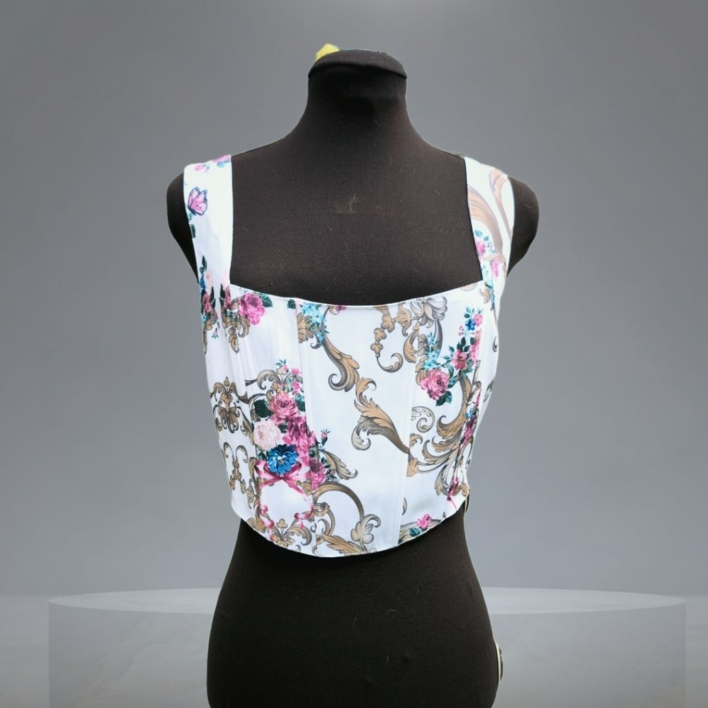 Dolls Kill Sugar Thrill Floral Lush Opulence Corset Crop Top | Size Large